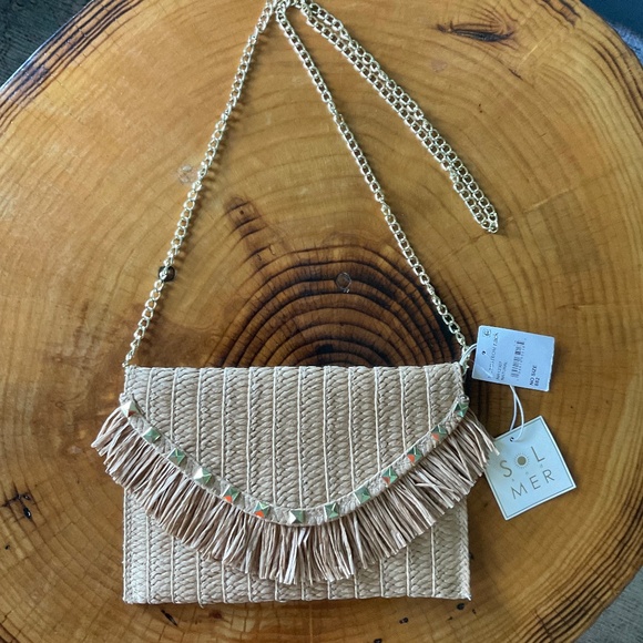 Sol and Mer Natural Straw Envelope Clutch/Shoulder Bag with Removable St… - Picture 1 of 9